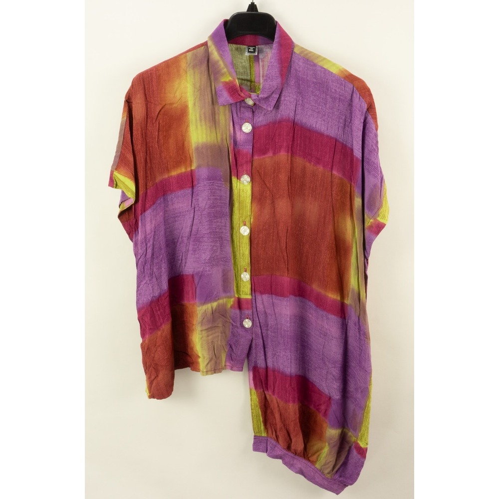 Dress To Kill Dolman Cutout Tunic Top One Size Colorblock Textured Jersey Purple